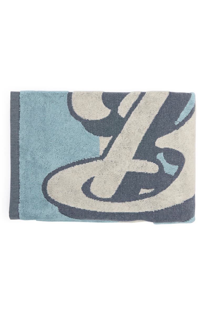 Barbour Archive Beach Towel, Alternate, color, Surf Blue Logo