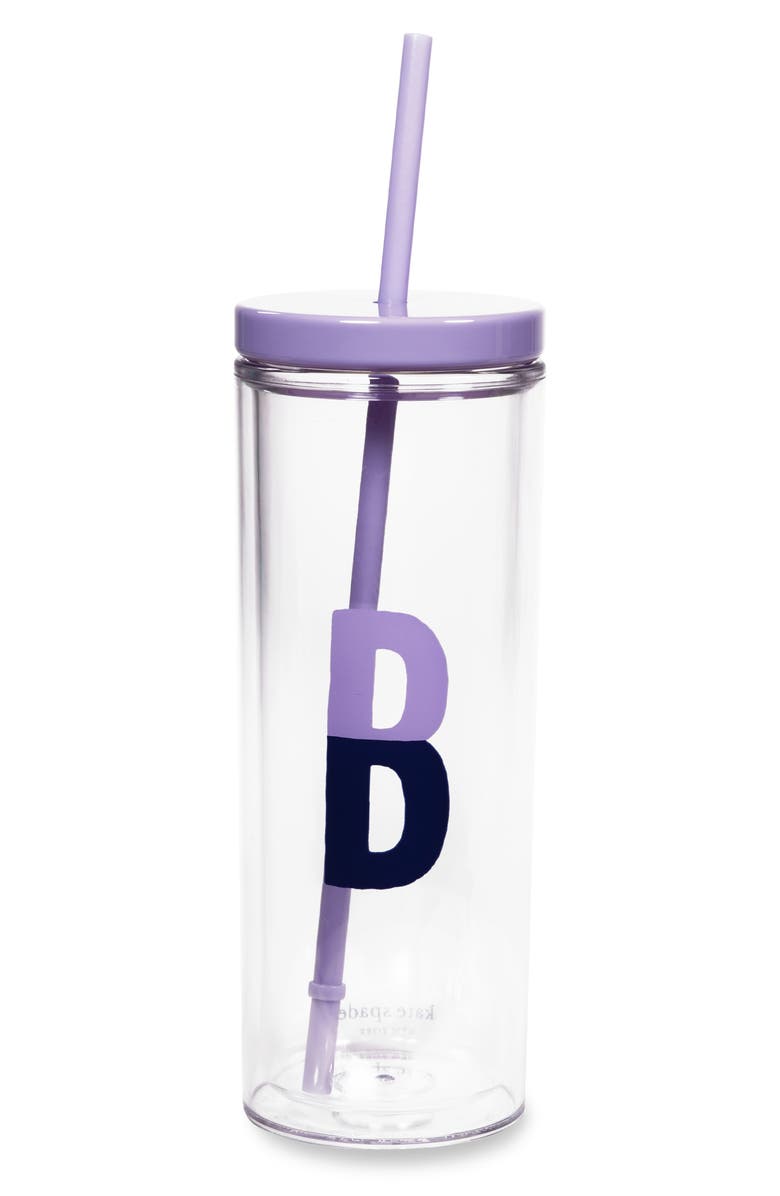 Kate Spade New York initial straw tumbler, Main, color, Light Purple