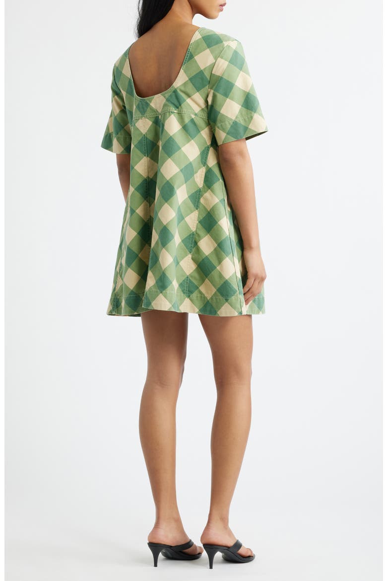 Bridget Plaid Organic Cotton Minidress, Alternate, color, GREEN MULTI