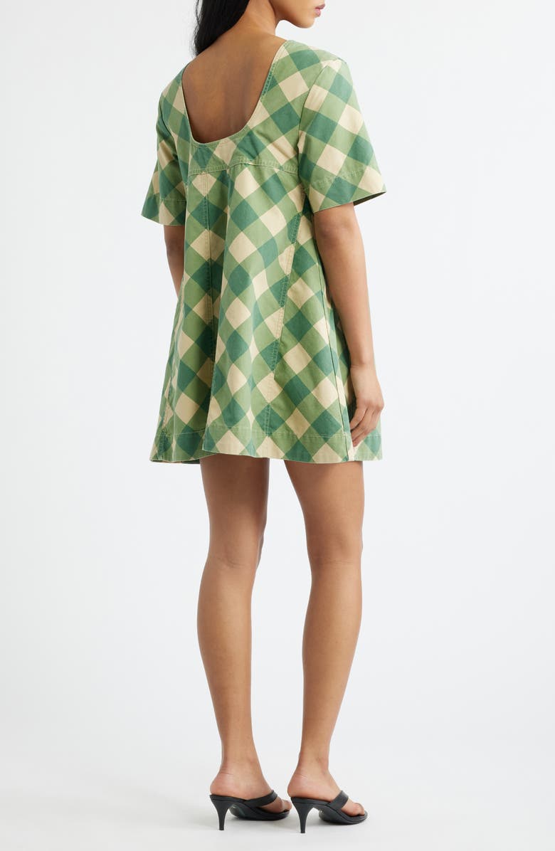 Damson Madder Bridget Plaid Organic Cotton Minidress, Alternate, color, Green Multi