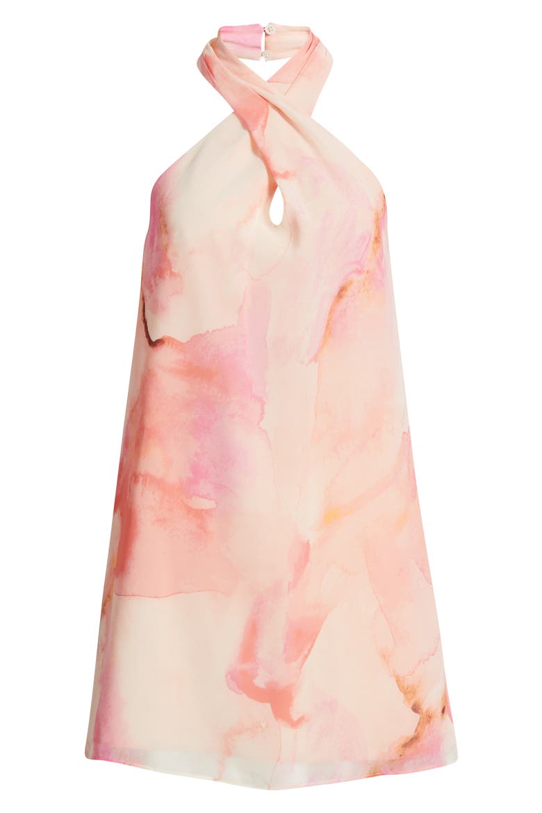 Halter Minidress, Alternate, color, FUCHSIA ABSTRACT SHAPES