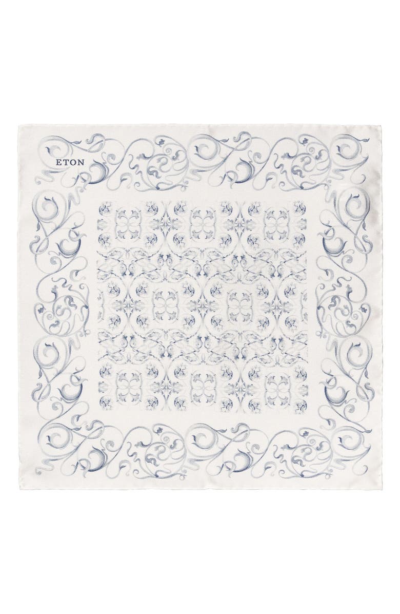 Eton Floral Motif Silk Pocket Square, Alternate, color, 