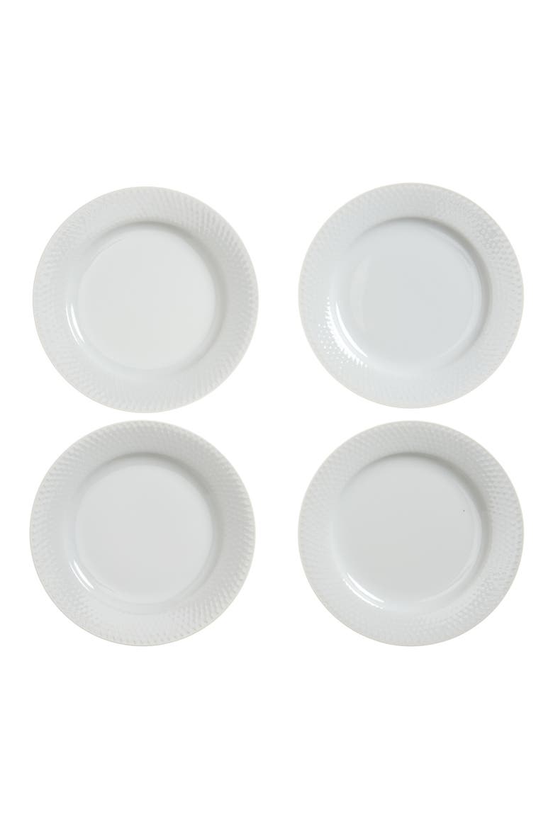 RhombeSet of 4 Lunch Plate, Main, color, WHITE