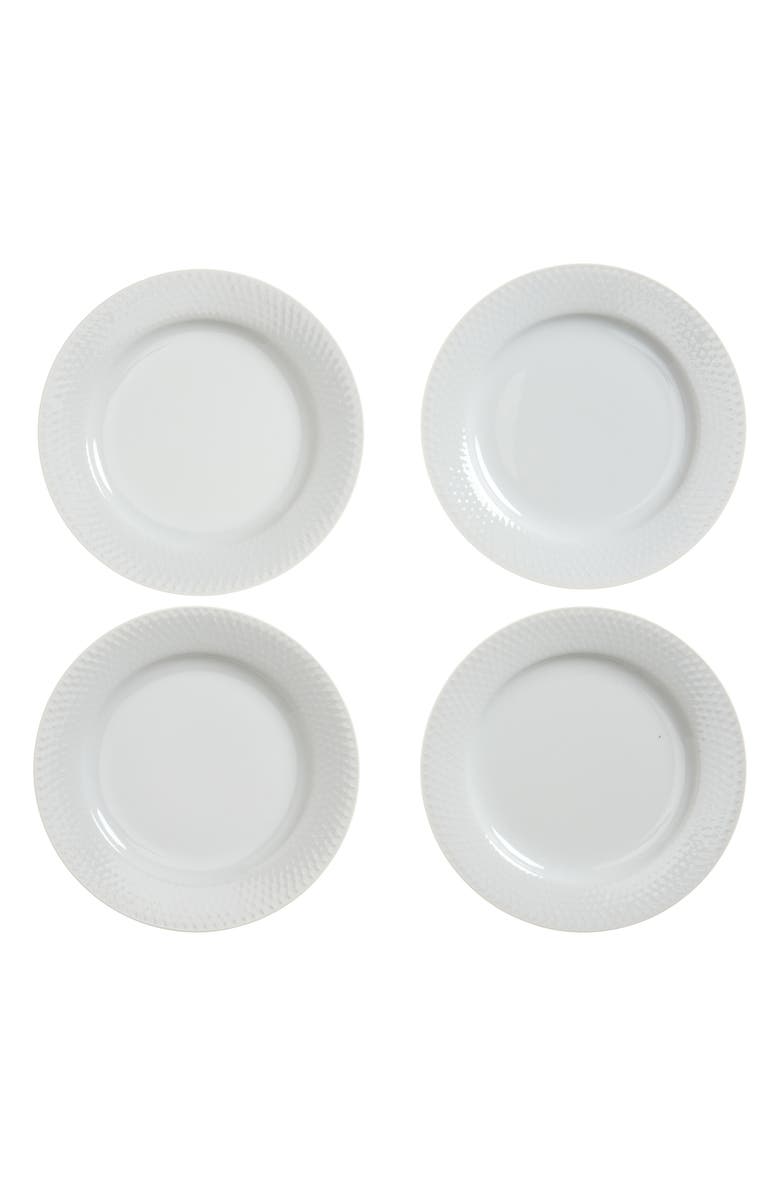 Lyngby Porcelaen RhombeSet of 4 Lunch Plate, Main, color, White
