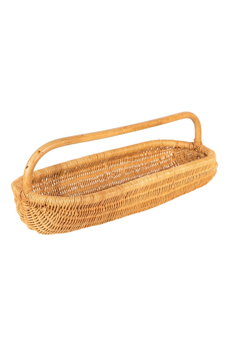 Storied Home Woven Rattan Basket with Handle, Main, color, Natural