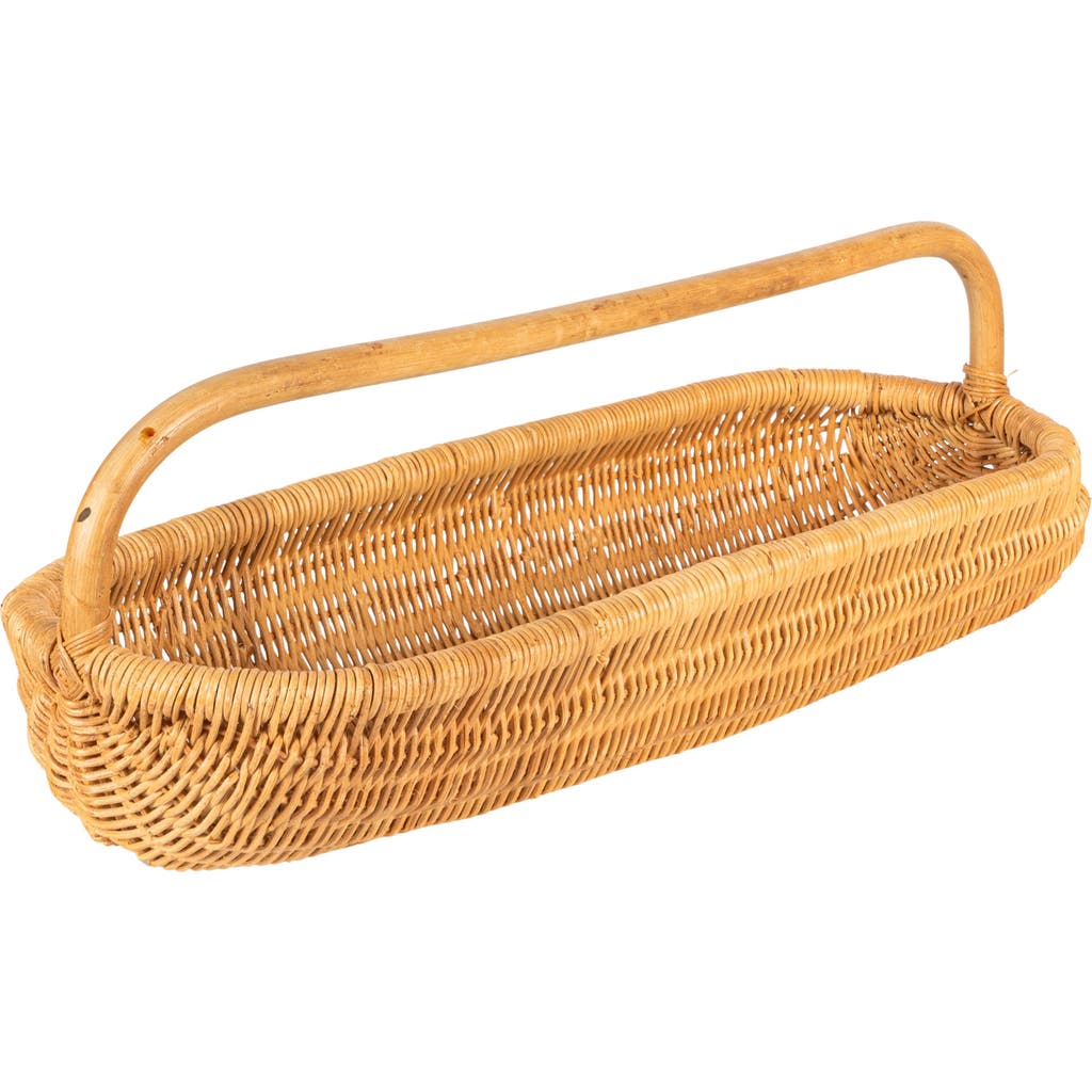 Storied Home Woven Rattan Basket With Handle In Brown