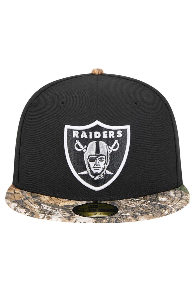 Men's New Era Black Las Vegas Raiders Active Two-Tone Camo 59FIFTY Fitted Hat, Alternate, color, Black