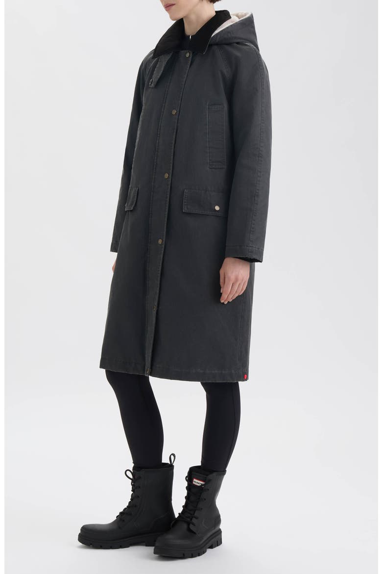 Ellie Coated Padded Longline Coat, Alternate, color, BLACK