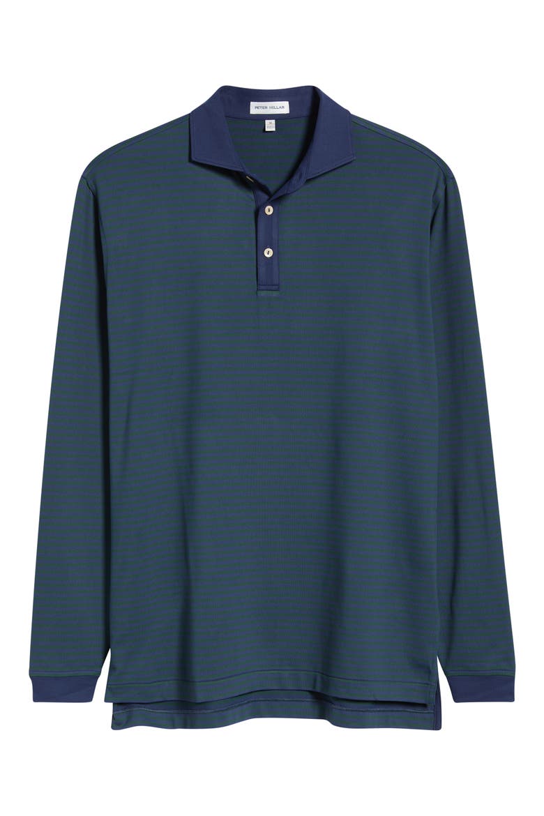 Lyons Stripe Long Sleeve Performance Jersey Polo, Alternate, color, NAVY