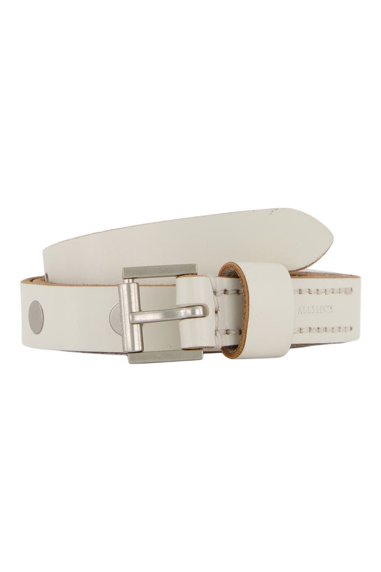 Flat Stud Leather Belt, Alternate, color, BIRCH WHITE