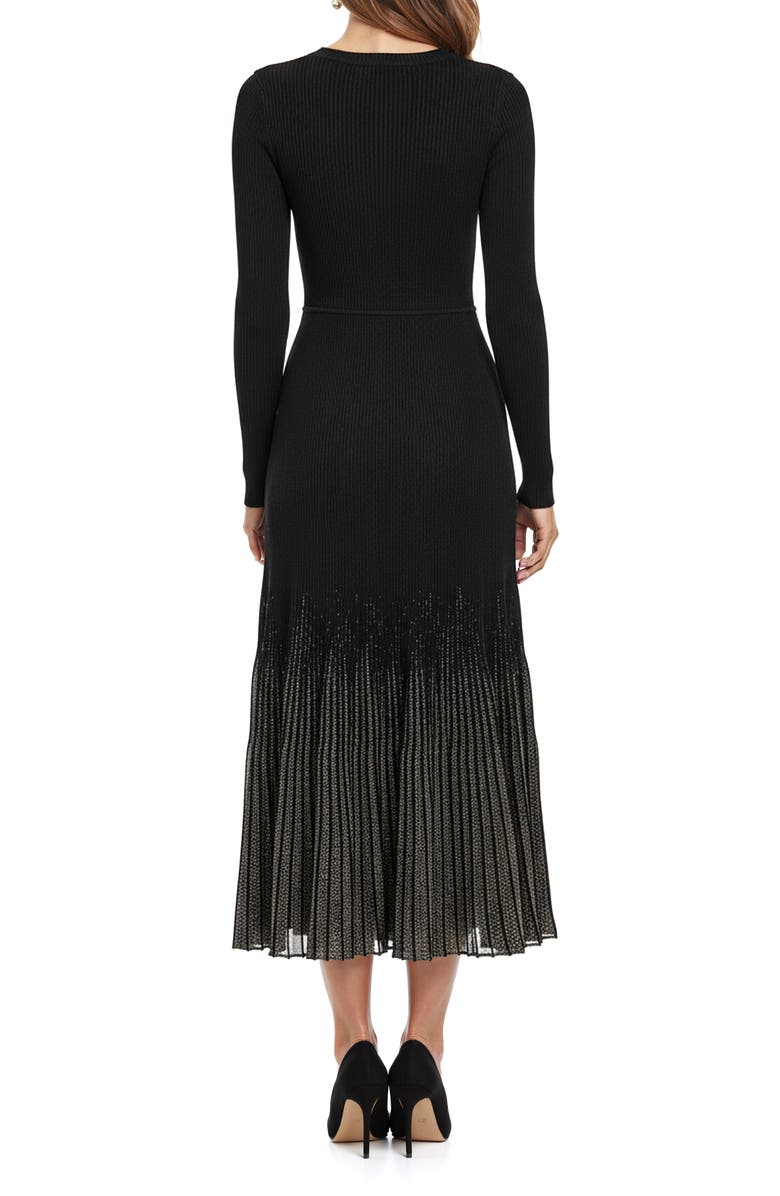 Mila Mae Shimmer Pleat Long Sleeve Maxi Sweater Dress, Alternate, color, 