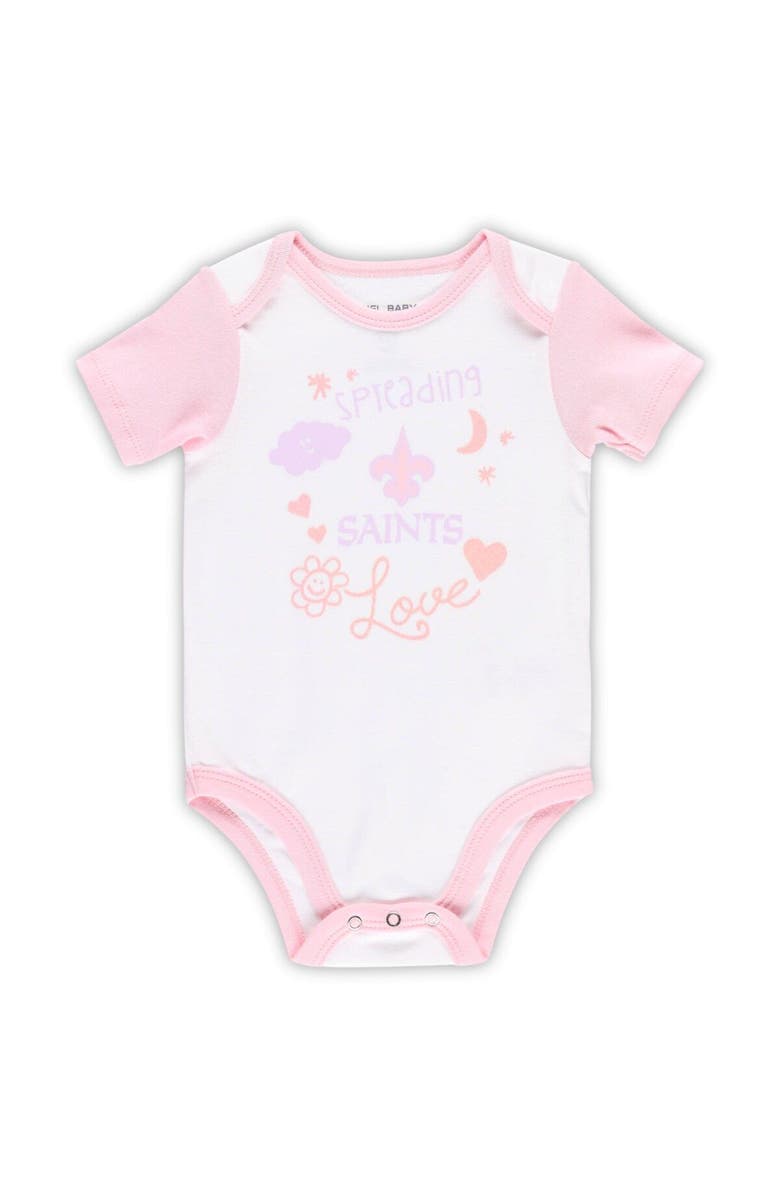 Outerstuff Girls Newborn & Infant White New Orleans Saints Spreading Love Bodysuit and Tutu Leggings Set, Alternate, color, White