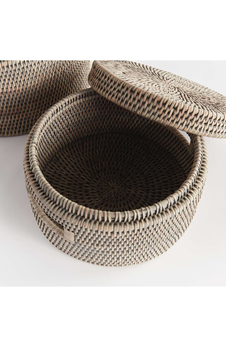 Napa Home & Garden Burma Rattan Round Lidded Boxes Set Of 2, Alternate, color, Grey