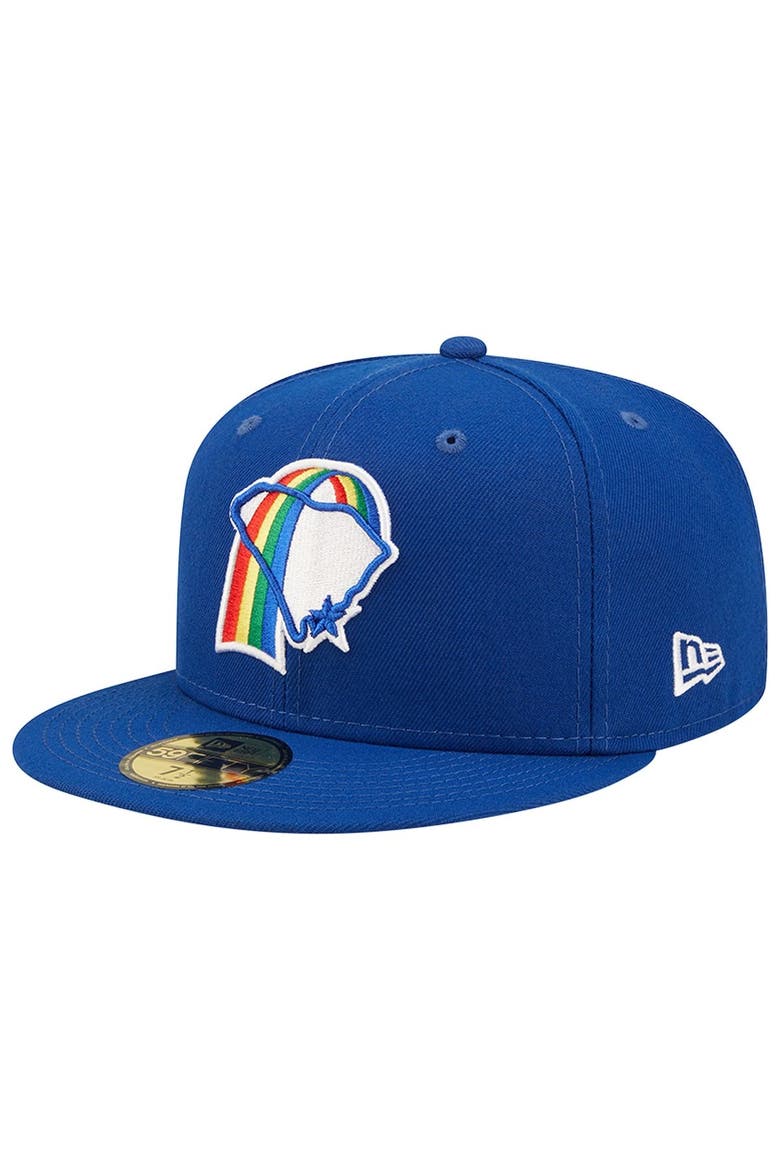 Men's New Era Blue Charleston RiverDogs Rainbows Theme Night 59FIFTY Fitted Hat, Main, color, Blue