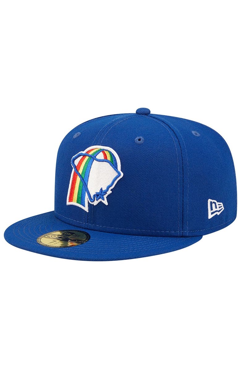 New Era Men's New Era Blue Charleston RiverDogs Rainbows Theme Night 59FIFTY Fitted Hat, Main, color, 