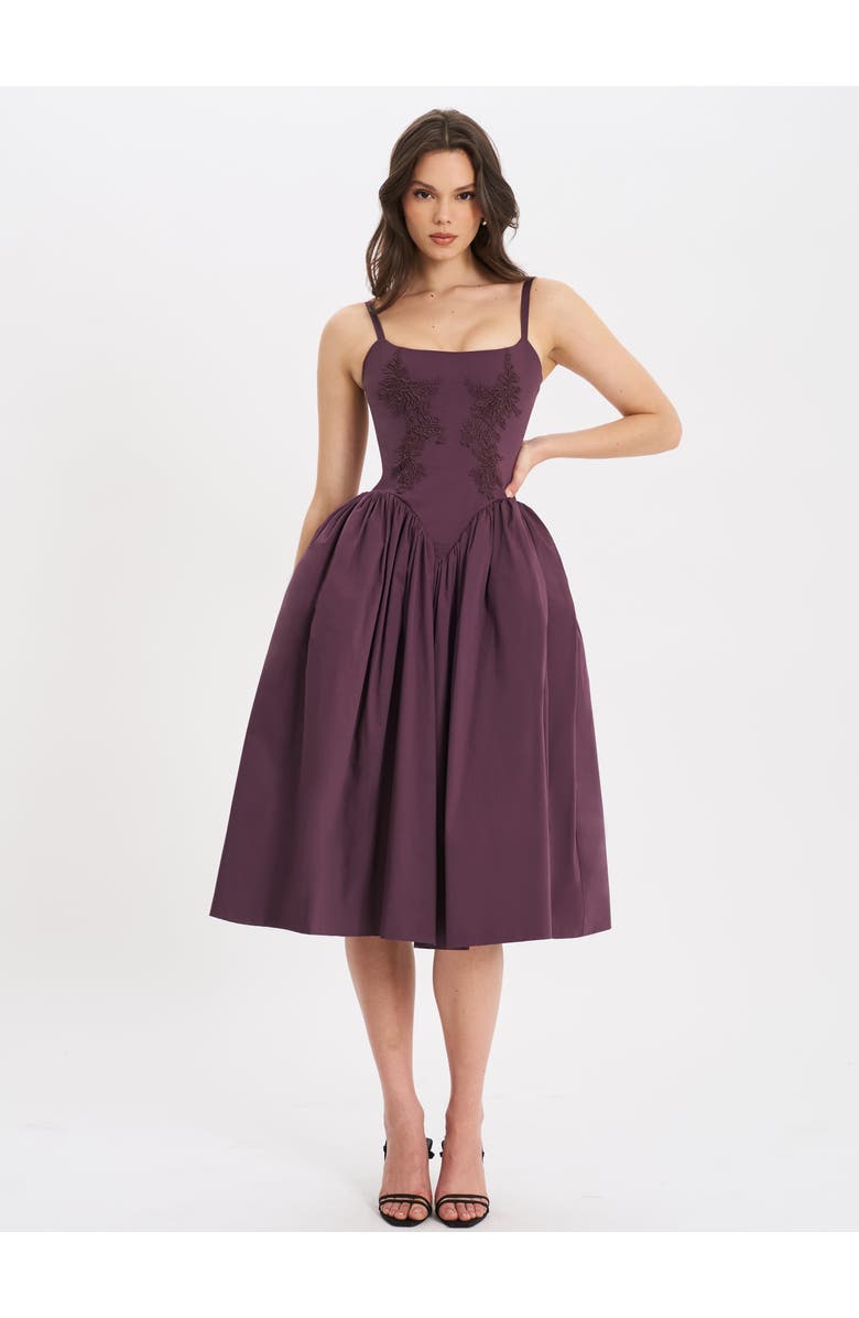 Miss Circle Oakleigh Cotton Lace-up Back Midi Dress, Main, color, 
