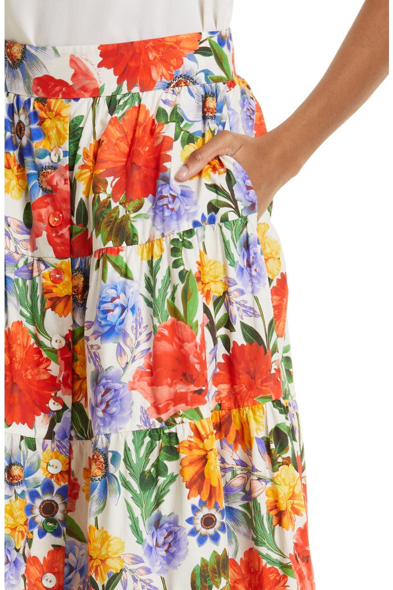 Nathali Floral Cotton Maxi Skirt, Alternate, color, EGRET BLOSSOMS