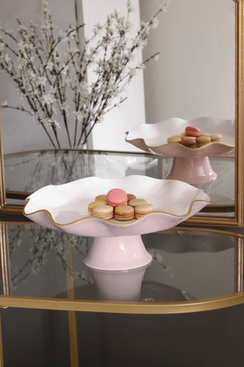 Encanto Carola Pedestal Cake Plate, Alternate, color, Camellia and White