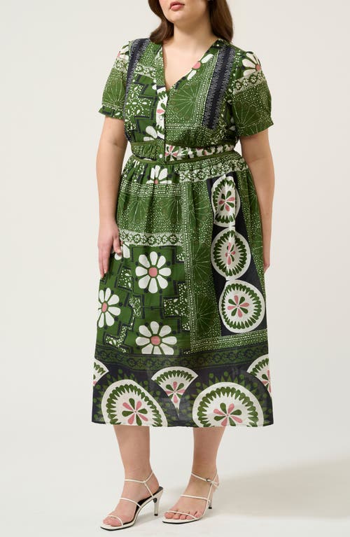 Estelle Ethereal Print Maxi Dress In Green