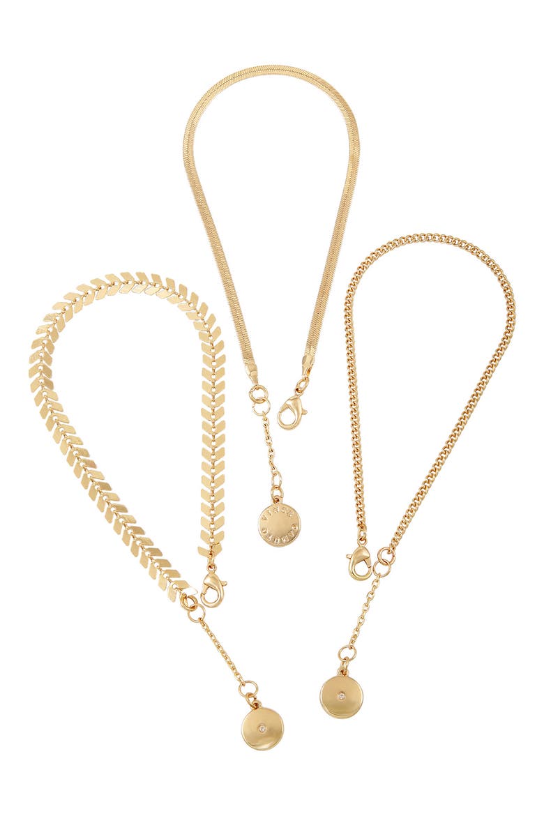 Mixed Chain Anklets - Set of 3, Main, color, GOLD TONE