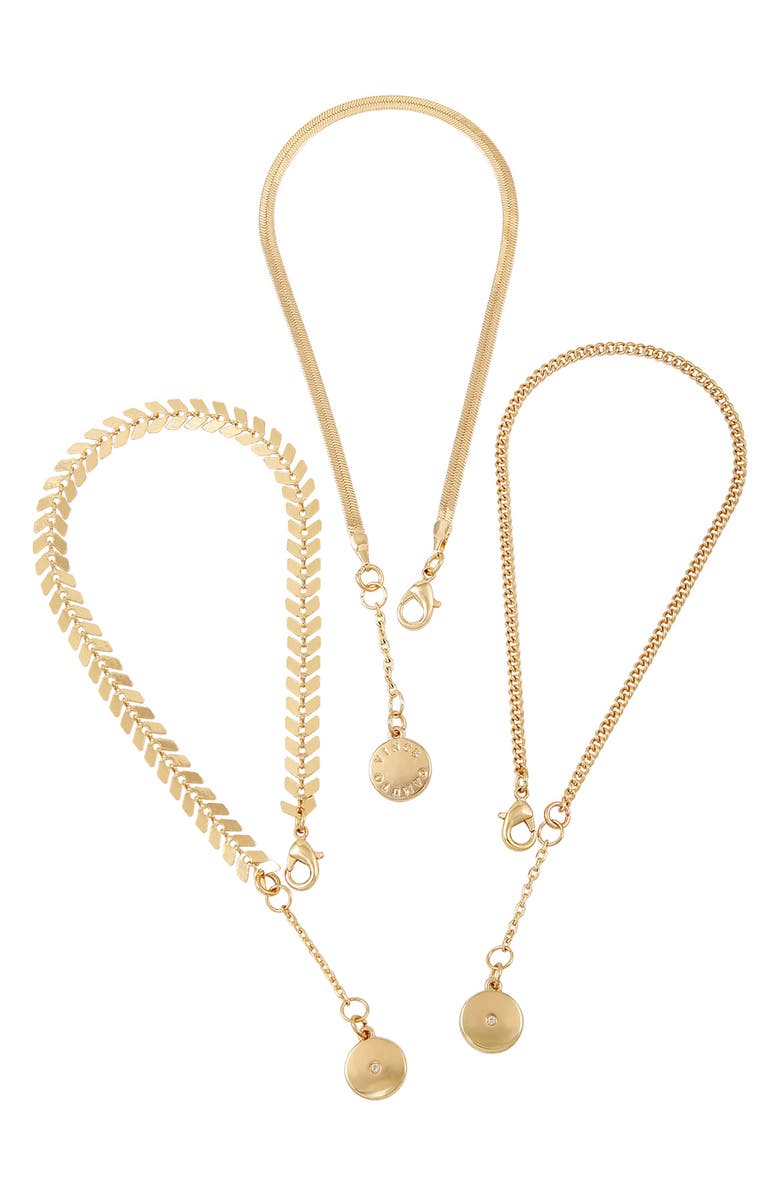 Vince Camuto Mixed Chain Anklets - Set of 3, Main, color, Gold Tone