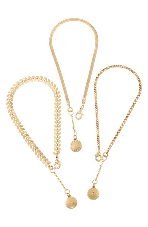 Mixed Chain Anklets - Set of 3