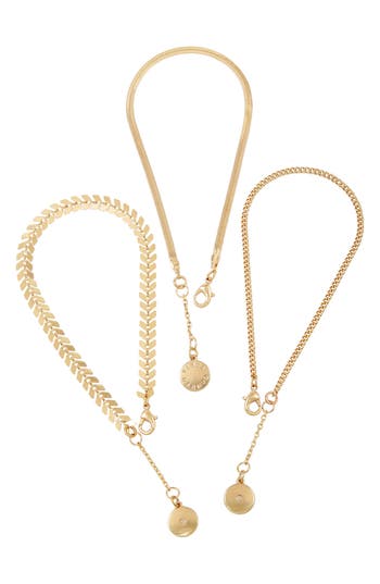 Vince Camuto Mixed Chain Anklets In Gold Tone