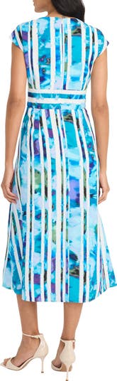 V-Neck Cap Sleeve Midi Dress