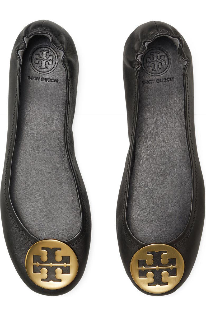 Tory Burch Minnie Travel Ballet Flat, Alternate, color, Perfect Black/ Gold