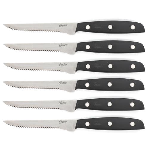 Oster Riggins 14 Piece Stainless Steel Cutlery Set With Hardwood Storage Block In Black