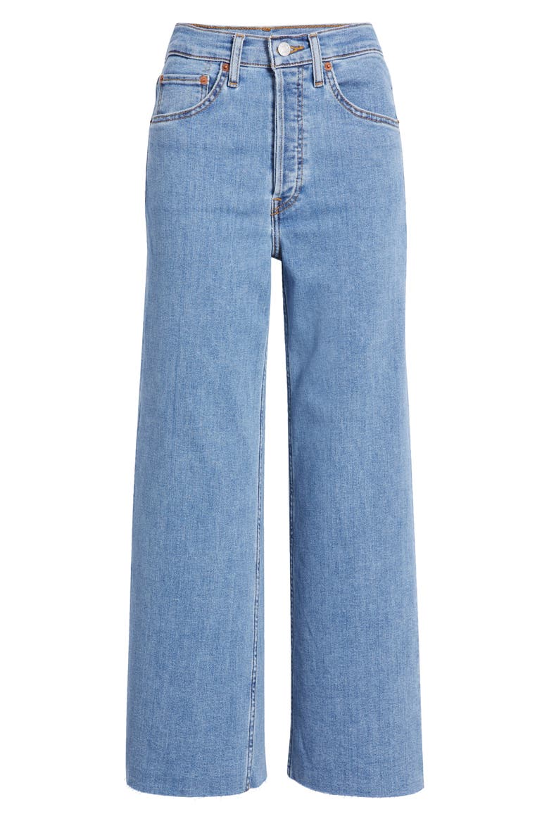 Raw Hem High Waist Ankle Wide Leg Jeans, Alternate, color, RUNYON