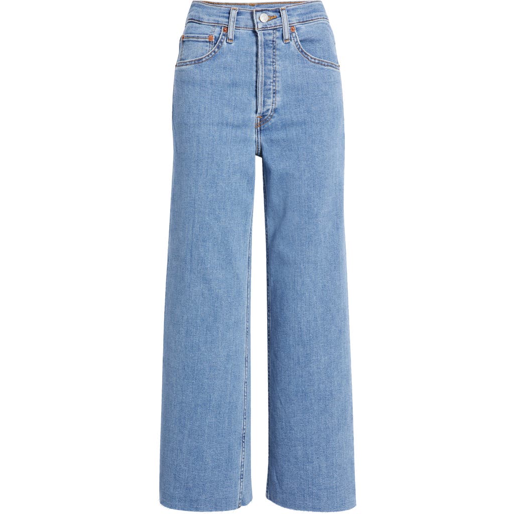 Re/done High Rise Cropped Wide Leg Jeans In Runyon In Runyon
