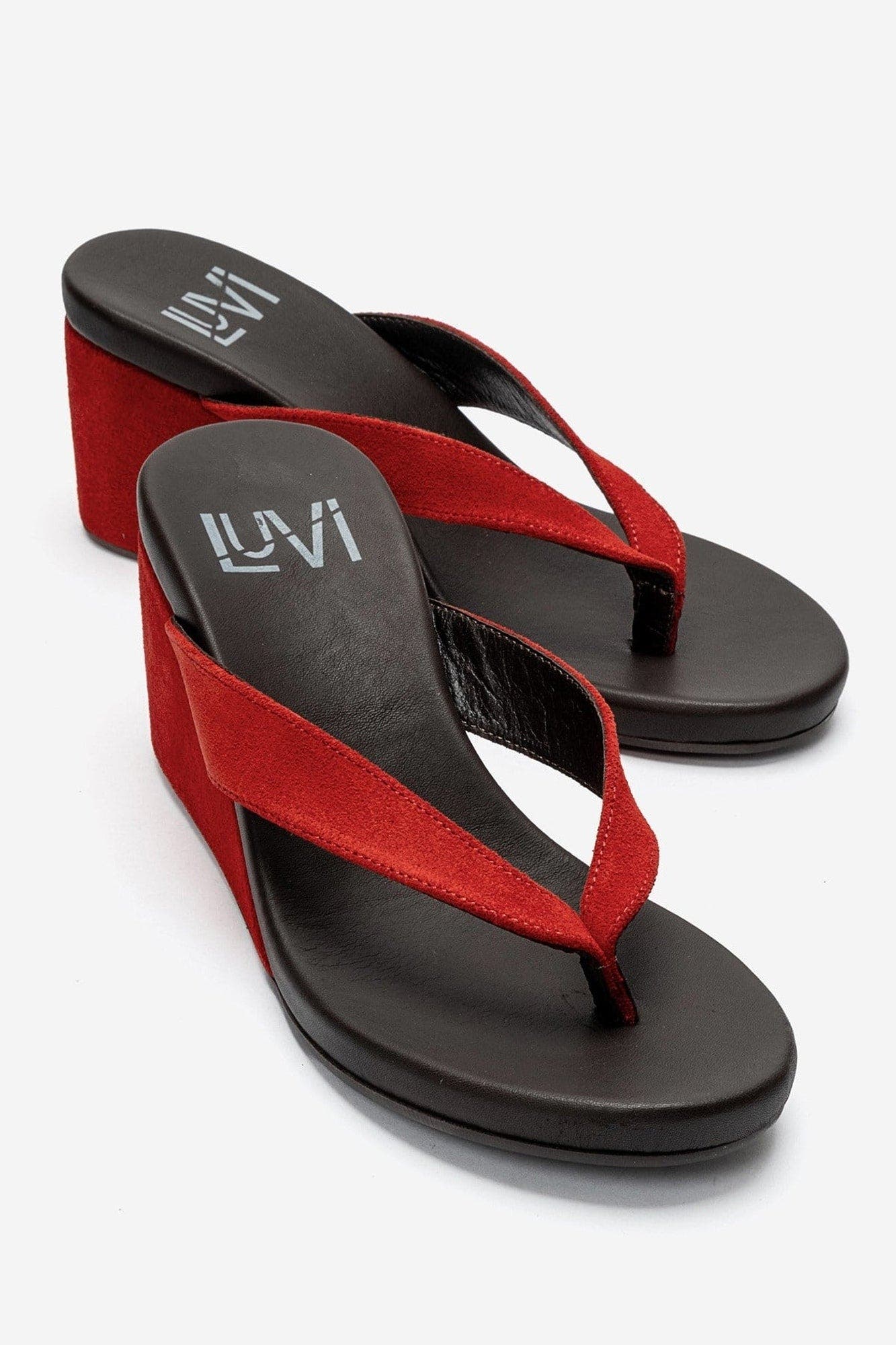 Pryon Leather Thong Wedge Sandal, Alternate, color, Red Suede
