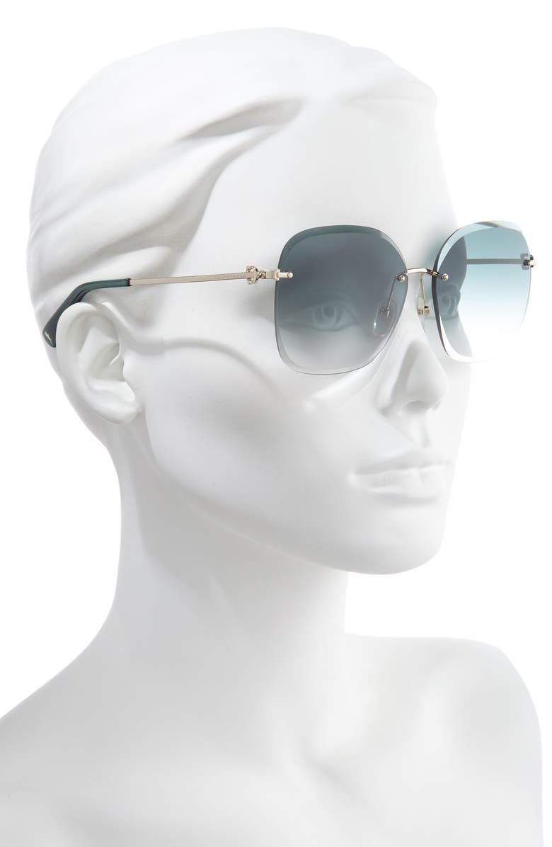 Longchamp Amazone 60mm Gradient Rimless Round Sunglasses, Alternate, color, 