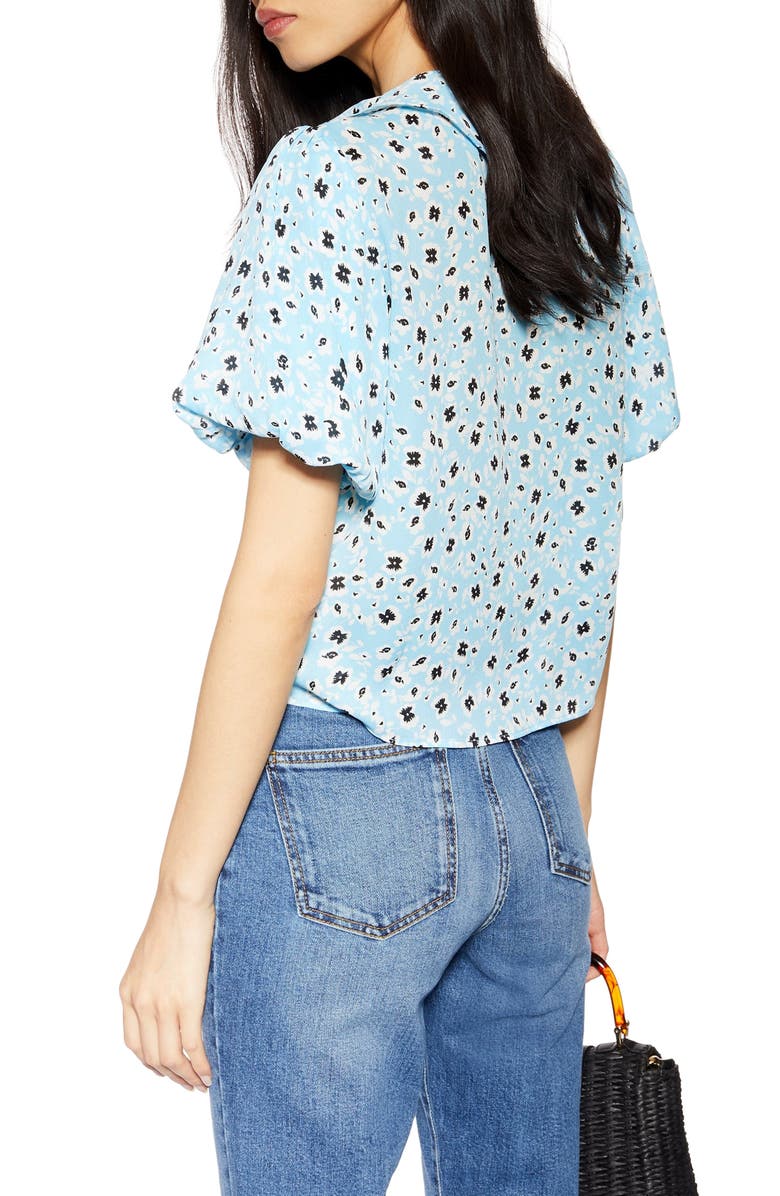 Topshop Floral Ruffle Tea Top, Alternate, color,