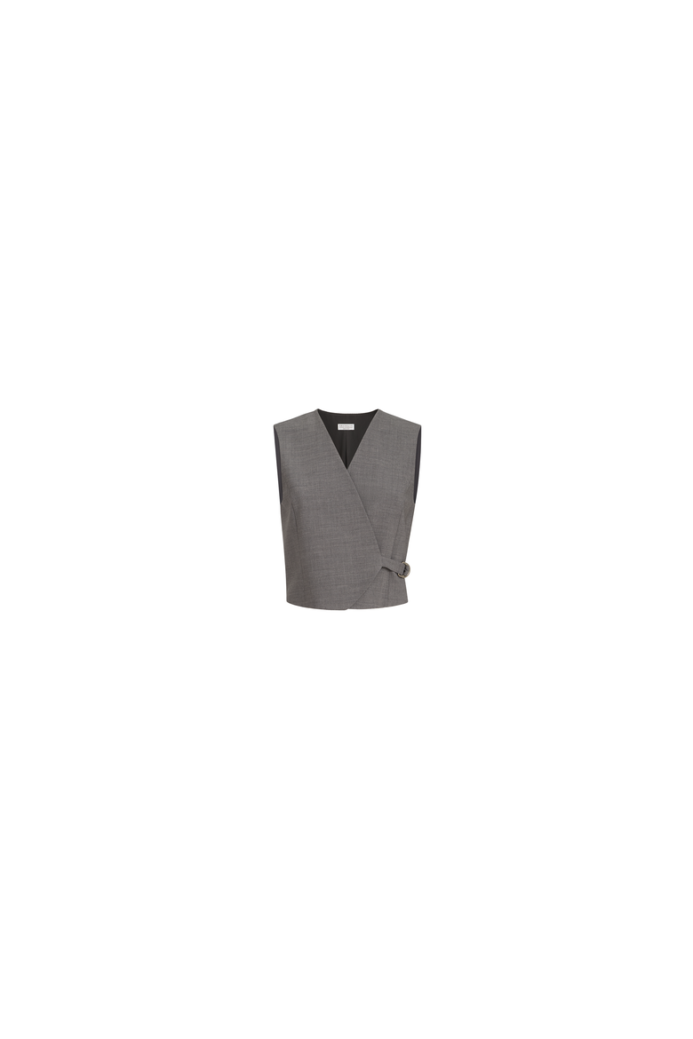 Tropical luxury wool vest with monili, Alternate, color, Dark Grey