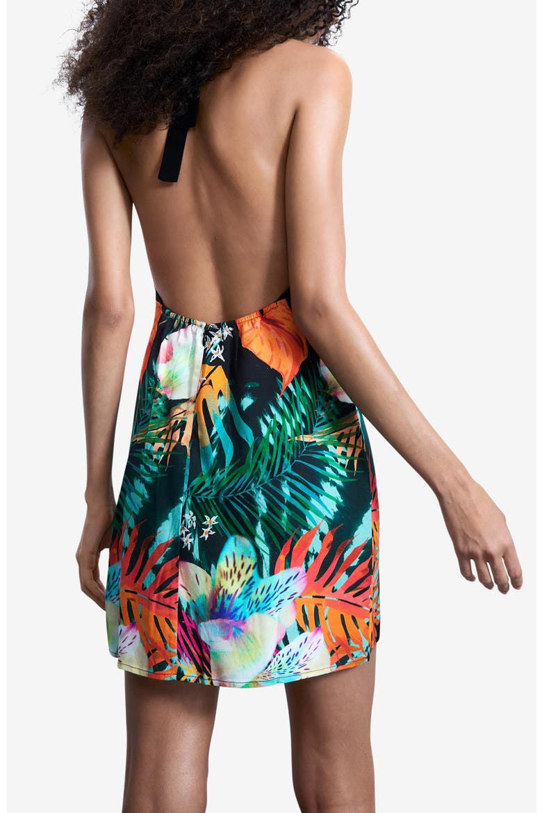Floral Halter Minidress, Alternate, color, BLACK