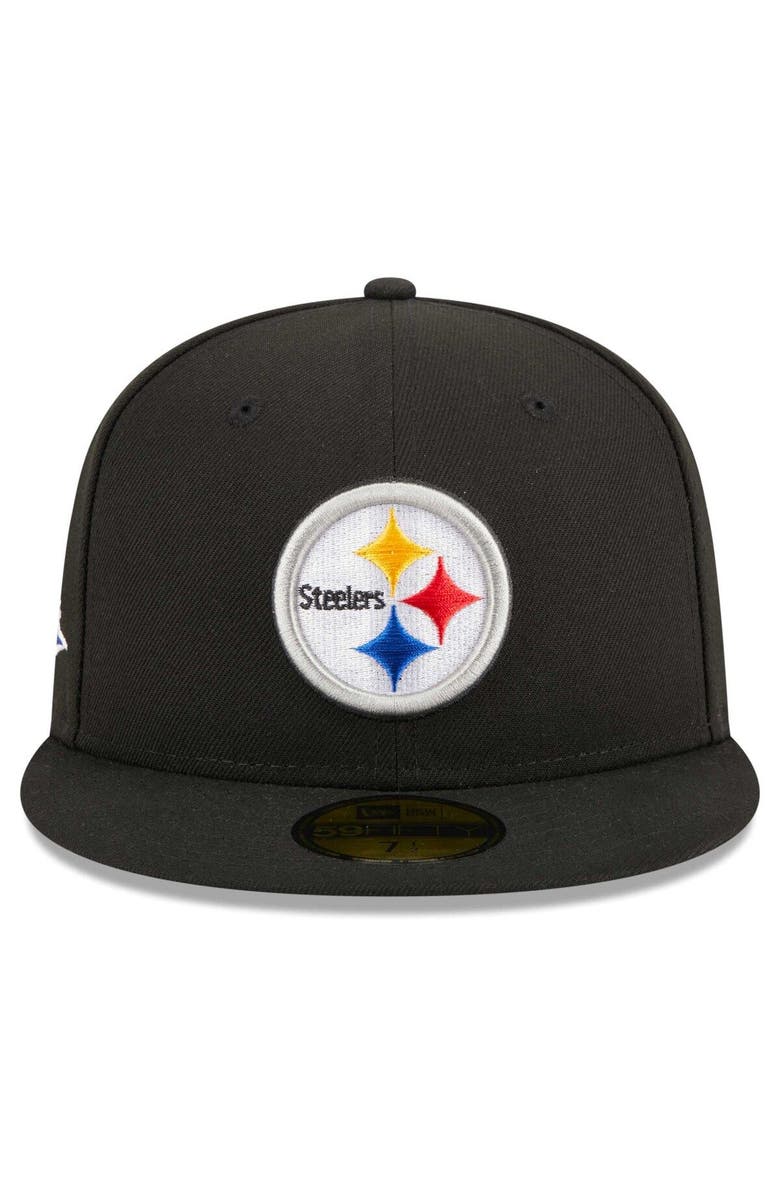 New Era Men's New Era Black Pittsburgh Steelers Main Patch 59FIFTY Fitted Hat, Alternate, color, Black