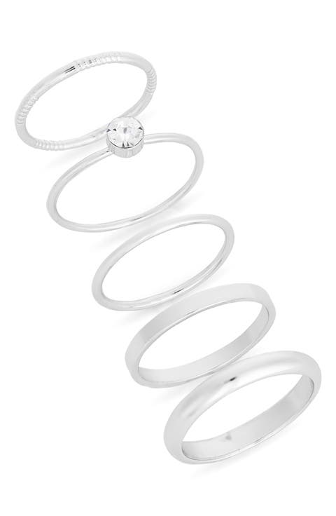 Set of 5 Oval Cubic Zirconia Rings