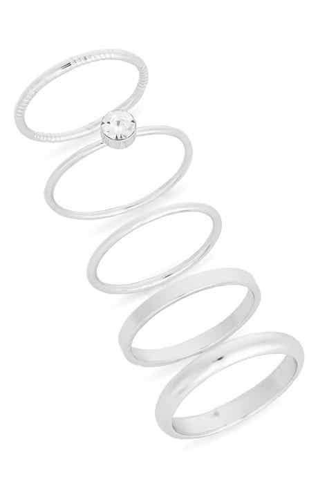 NORDSTROM RACK Set of 5 Oval Cubic Zirconia Rings