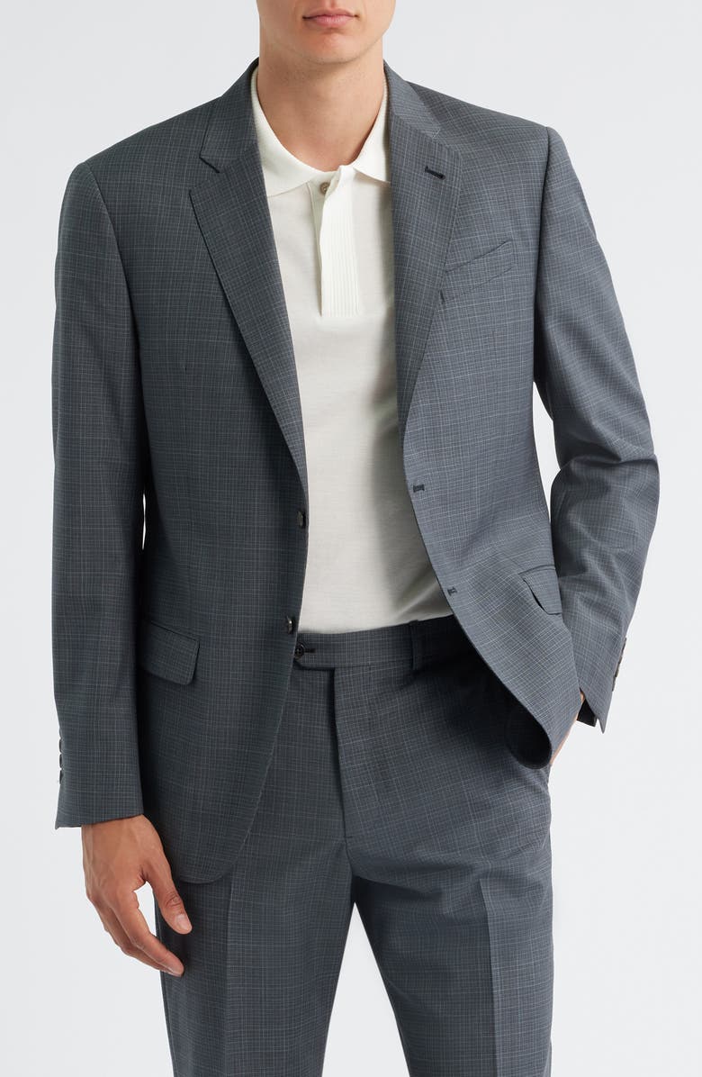 Emporio Armani Grey Microcheck Wool Suit, Alternate, color, Solid Medium Grey