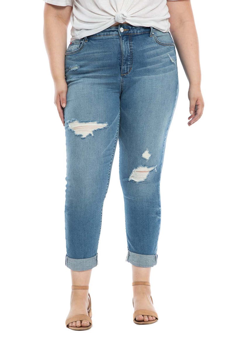 Distressed High Waist Boyfriend Jeans, Main, color, MYLA