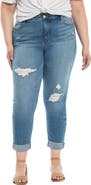 SLINK Jeans Distressed High Waist Boyfriend Jeans