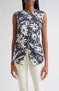 Veronica Beard Lois Floral Mixed Print Stretch Cotton Vest
