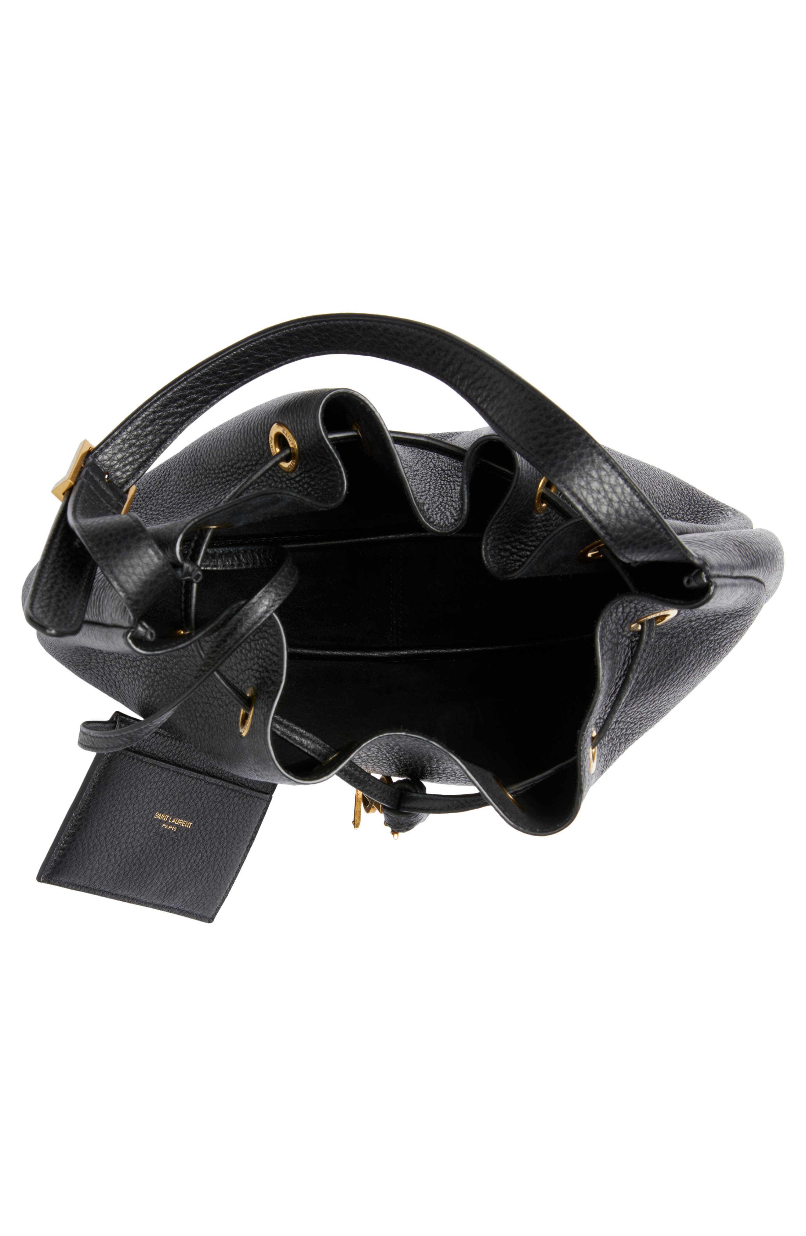 Saint Laurent Small Paris VII Flat Leather Hobo Bag, Alternate, color, 