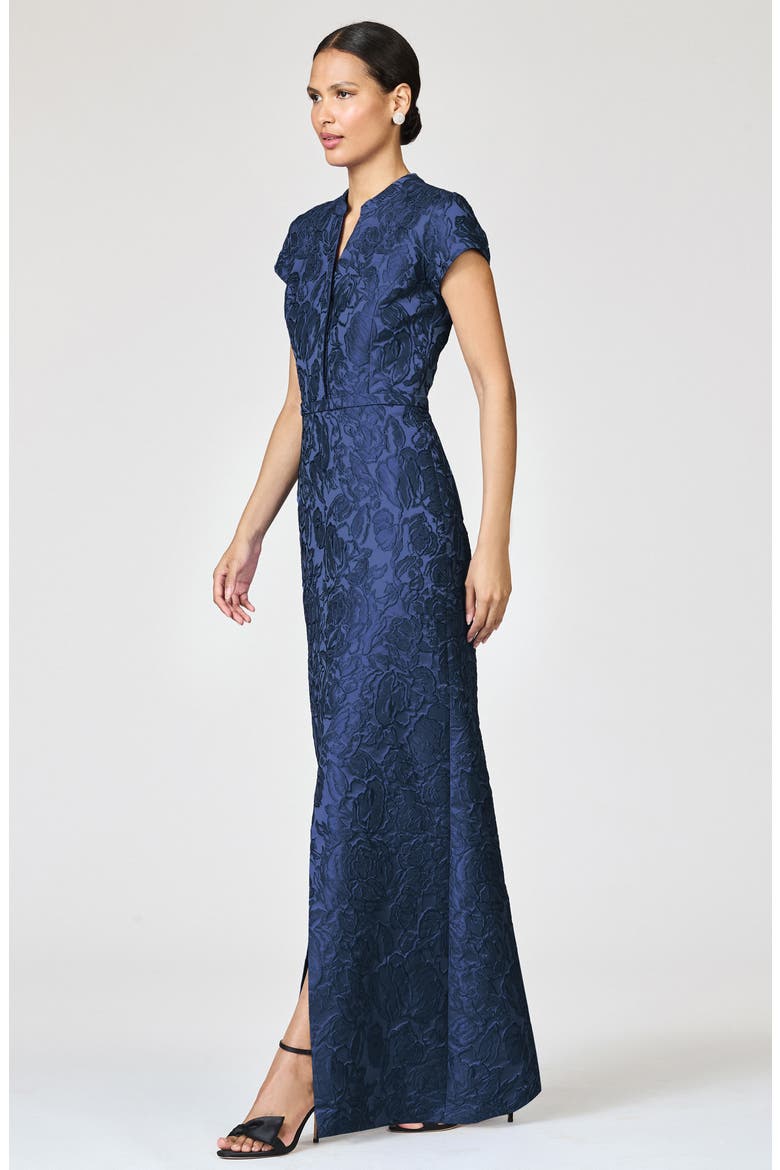 Lynn Floral Cloque Gown, Alternate, color, MIDNIGHT