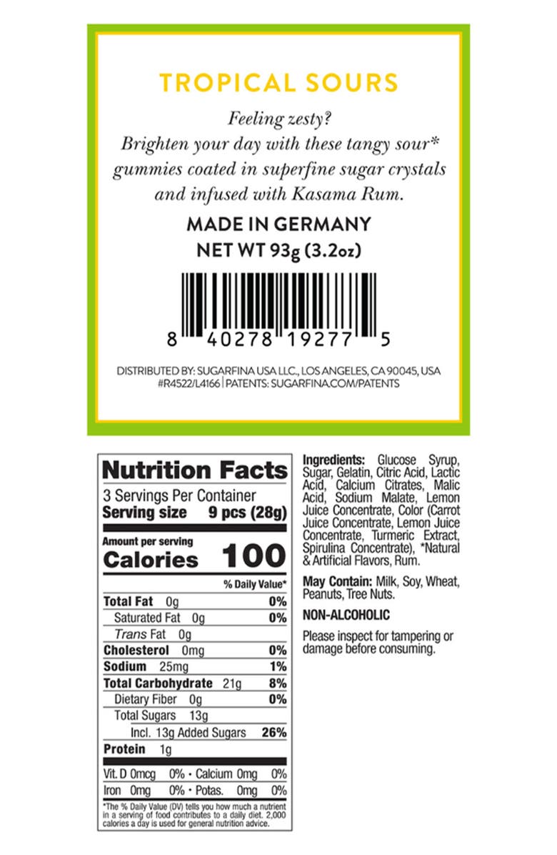 sugarfina Tropical Sours Set of 4 Candy Cubes, Alternate, color, 