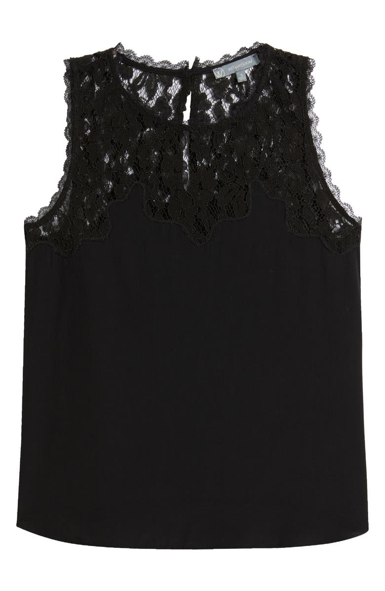 Wit & Wisdom Lace Yoke Sleeveless Top, Alternate, color, Black