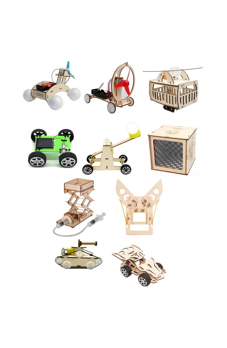 MODBOX DIY 10 In 1 Engineering Set, Build 6 Motorized Toy Vehicles & 4 Machines, Main, color, Multicolored