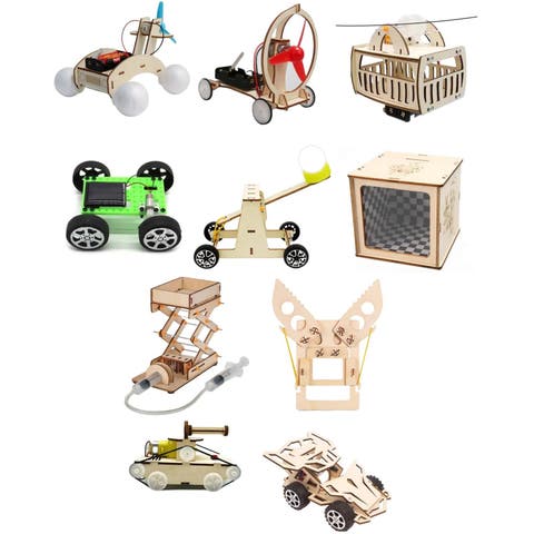 DIY 10 In 1 Engineering Set, Build 6 Motorized Toy Vehicles & 4 Machines